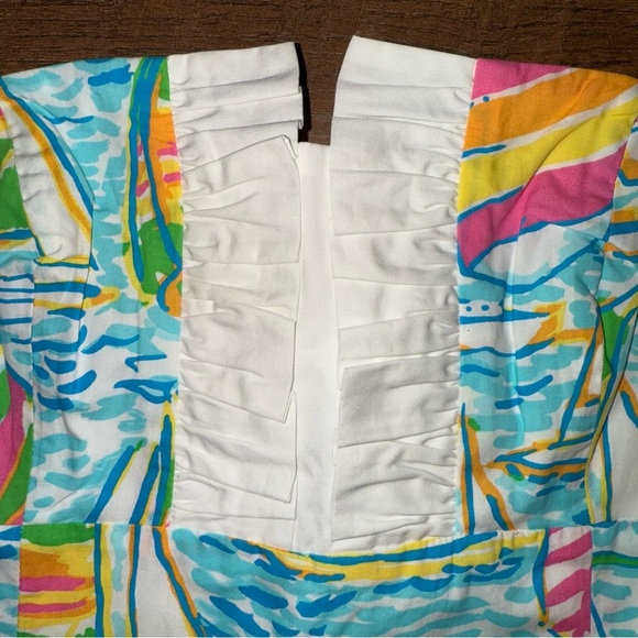 Lilly Pulitzer Franco Dress in You Gotta Regatta Ruffle Back Tie Strapless Dress - Picture 9 of 15